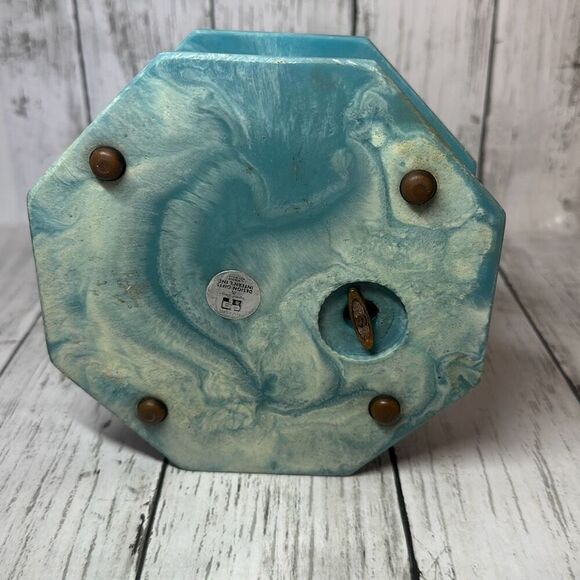 Vintage Blue Butterfly Soapstone Octagon Trinket Box Design Gifts International - Picture 8 of 9